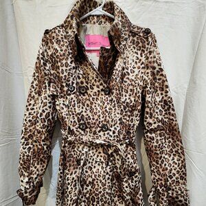 Betsey Johnson Leopard Print Trench Coat